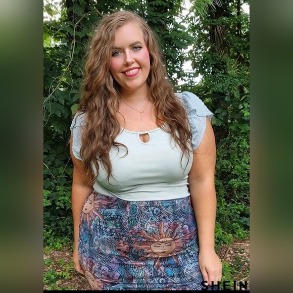 Unbranded~Celestial Sun Orange Blue Lightweight Whimsigoth Lined Mini Skirt - Picture 11 of 11